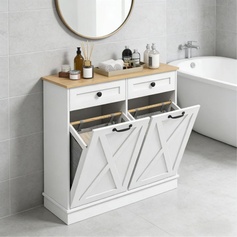 Armoire de rangement pour salle de bain, armoire à linge inclinable