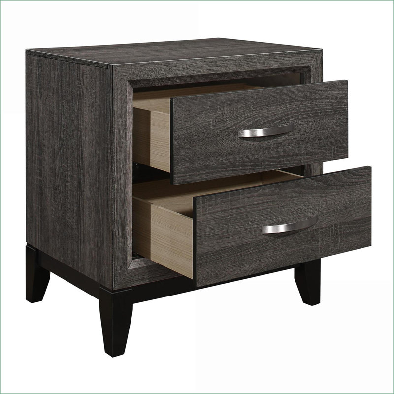 Table de chevet moderne avec 2 tiroirs en queue d'aronde - Mobilier de rangement pour chambre à coucher