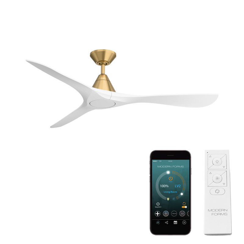 Carve 3 Natural Wood Blade Smart Ceiling Fan With Remote Control Included, Works With Alexa and iOS or Android App, 60"