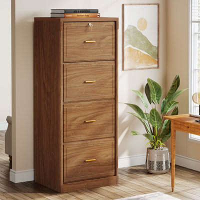 4-drawer File Cabinet, Vertical Filing Cabinet With Lock, Wood File Cabinet For Home Office