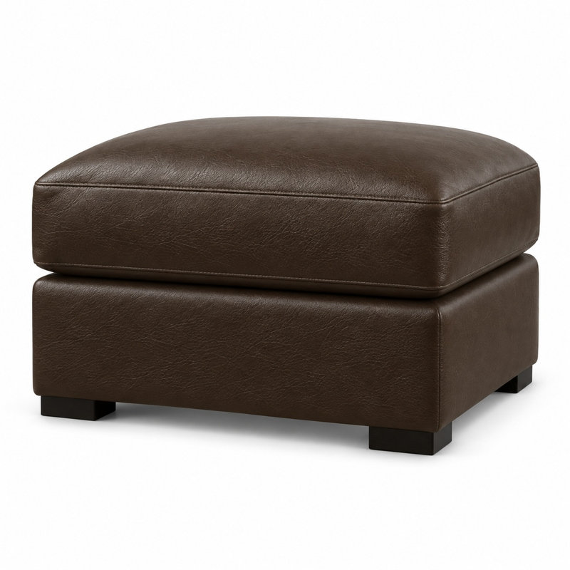 Vancouver Heirloom Quality Ottoman in Buttery Soft 100% Top Grain Leather, Made to Order, Amadeus Coffee