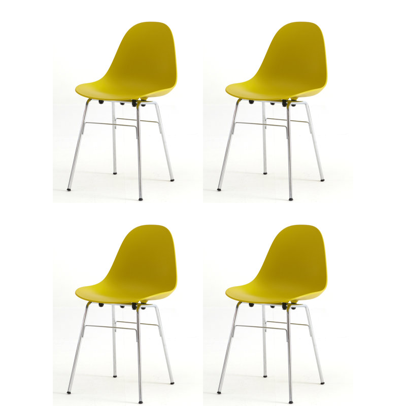 TA Side & Dining Chair (Set of 4), Mustard/Chrome