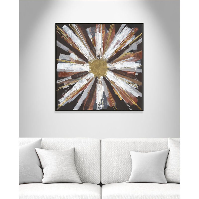 Winter Starburst - peinture sur toile à cadre flottant, Cadre espresso, H 36 po x l 36 po x P 2 po