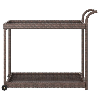 Outdoor Bar Cart 2-Tier Serving Cart Rolling Utility Cart PE Rattan by Gracie Oaks