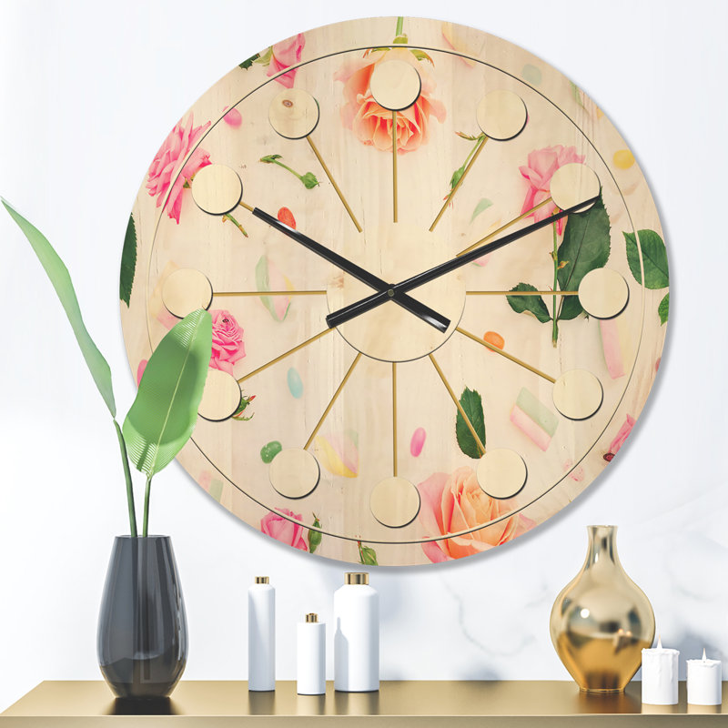 Horloge murale en bois Floral Botanical VI, Moyenne
