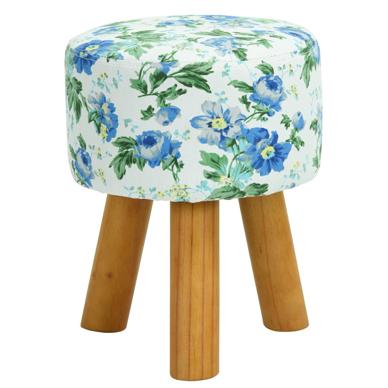 Abarca Solid Wood Accent Stool, Blue