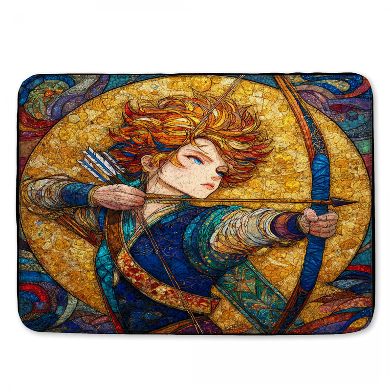 Stained Glass Archer Bath Mat, 34in W x 21in L