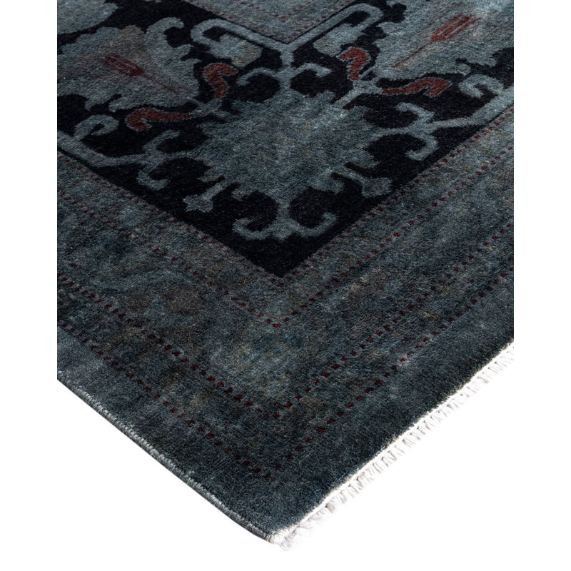 Tapis unique noué à la main Vibrance - gris, 11 pi 10 po x 15 pi 5 po