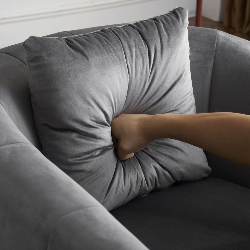 Metal Leg Velvet Swivel Chair, Gray Velvet