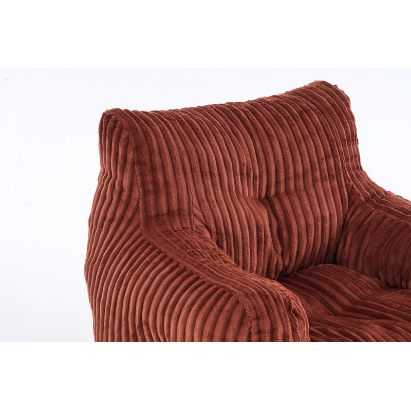 Fauteuil à billes en peluche de taille moyenne pour adulte avec rembourrage en mousse, Velours côtelé rouge