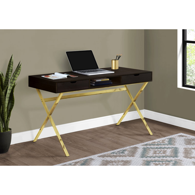 Bureau d'ordinateur, bureau personnel, ordinateur portable, tiroirs de rangement, L 48 po, travail, stratifié, métal, contemporain, moderne