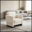 Fauteuil d'appoint rembourré avec accoudoirs en bois et coussin épais-130605533