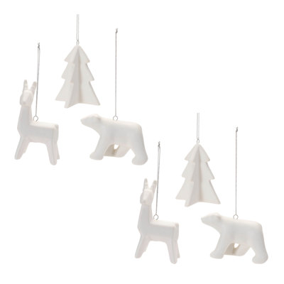 Modern Ceramic Animal Ornaments (Set of 6)