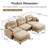 3 - Seat, U Shaped Modular Couch, , Easy Install, Ergonomic Design, Camel Chenille Fabric Seat With And Pleated , Flexible Combination, 2 Throw Pillows-1909135183-1909135177