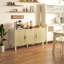 Buffet buffet, armoire de cuisine, armoire à café avec 3 portes en rotin et tablettes réglables-362044089