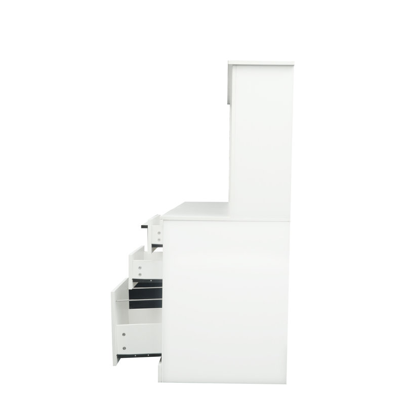 Bureau moderne avec beaucoup de rangement et facile d'entretien, Blanc, 57.74" H x 59.12" W x 23.68" D