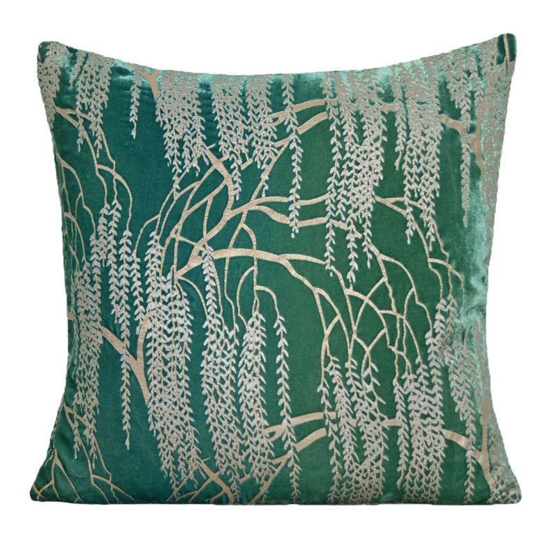 Willow Metallic Square Velvet Pillow Cover & Insert, Ice, 18" x 18"