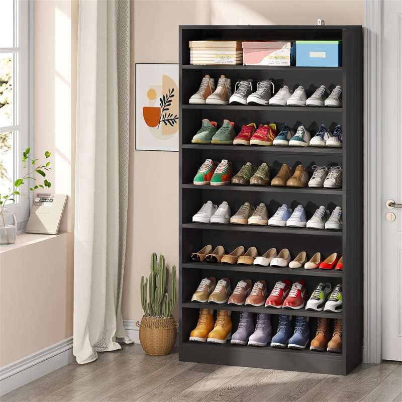 31.49" Width Black Shoe Cabinet, Black