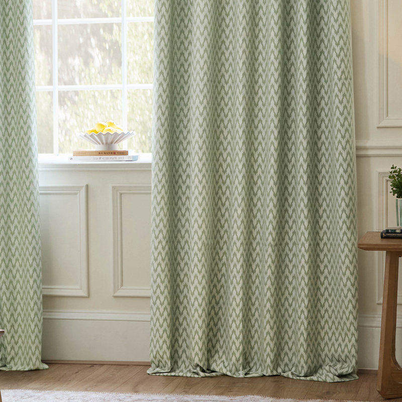 Hutton Room Darkening Curtain Panel Pair, Green, 46.06cm Width x 182cm Drop