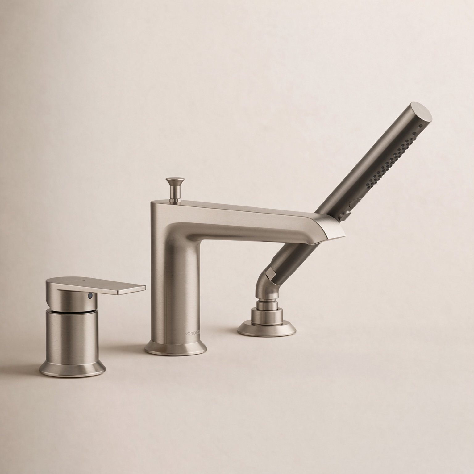 Hint Deck-Mount Bath Faucet with Handshower, Vibrant Brushed Nickel
