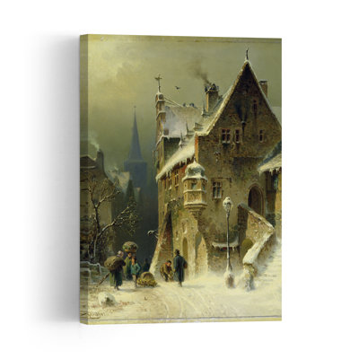 A Small Town In The Rhine, 19Th Century Traditional Abstract Architecture Winter Wall Art Print