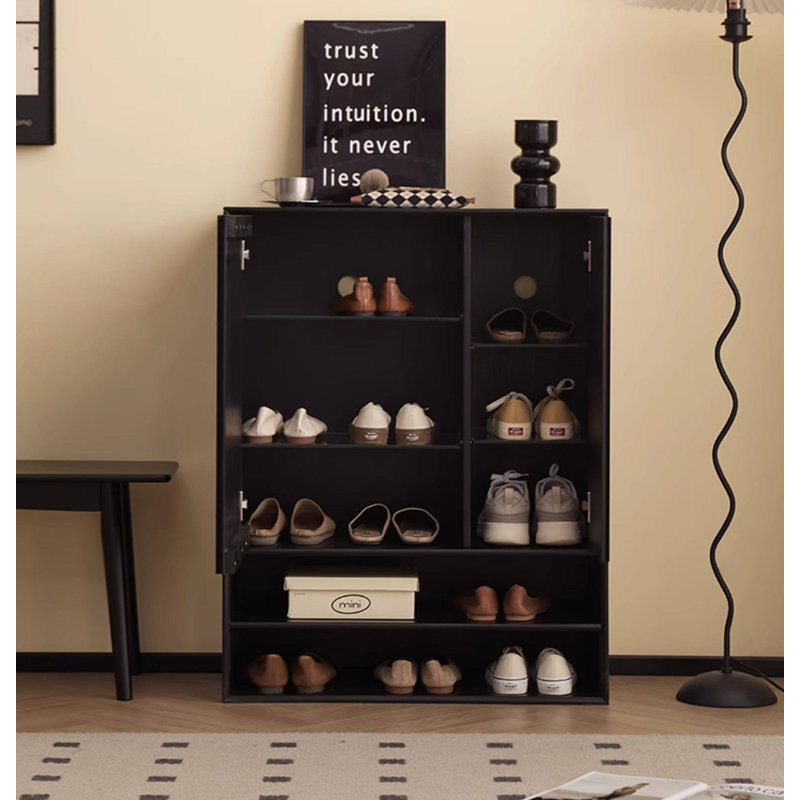 Armoire à chaussures minimaliste moderne en bois massif multifonctionnel