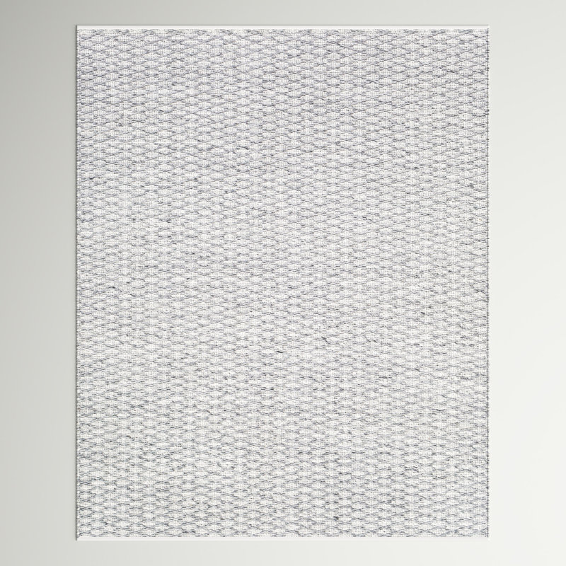 Tapis tissé à plat à la main Petra Trellis, Rectangulaire 8 pi x 10 pi, Gris / Blanc