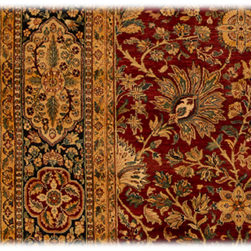 Hand Knotted Wool Oriental Area Rug in Red And Blue
