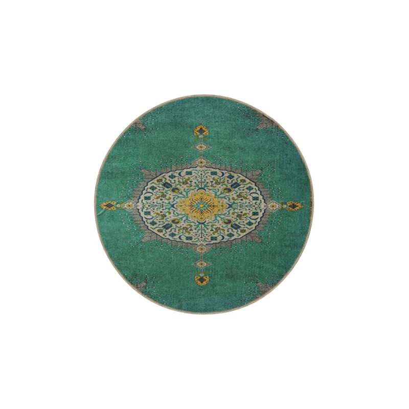 Green Framed Traditional Woven Base Washable Carpet, Runner 2'6" x 6'7"