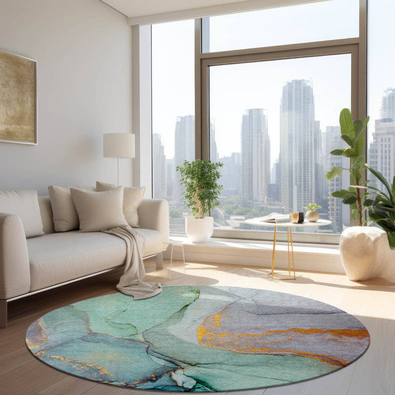 Tapis intérieur / extérieur Alfonzo avec envers antidérapant, Rond 8 pi
