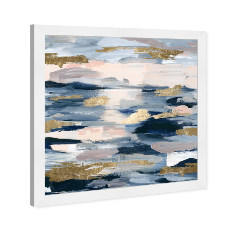 Abstrait, fumée sur l'eau - impression encadrée, Cadre blanc, H 30 po x l 30 po x P 0,5 po