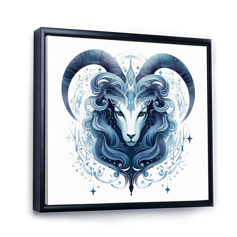 Taureau signe du zodiaque III - reproduction sur toile, H 24 po x l 24 po x P 1 po, Cadre flottant noir