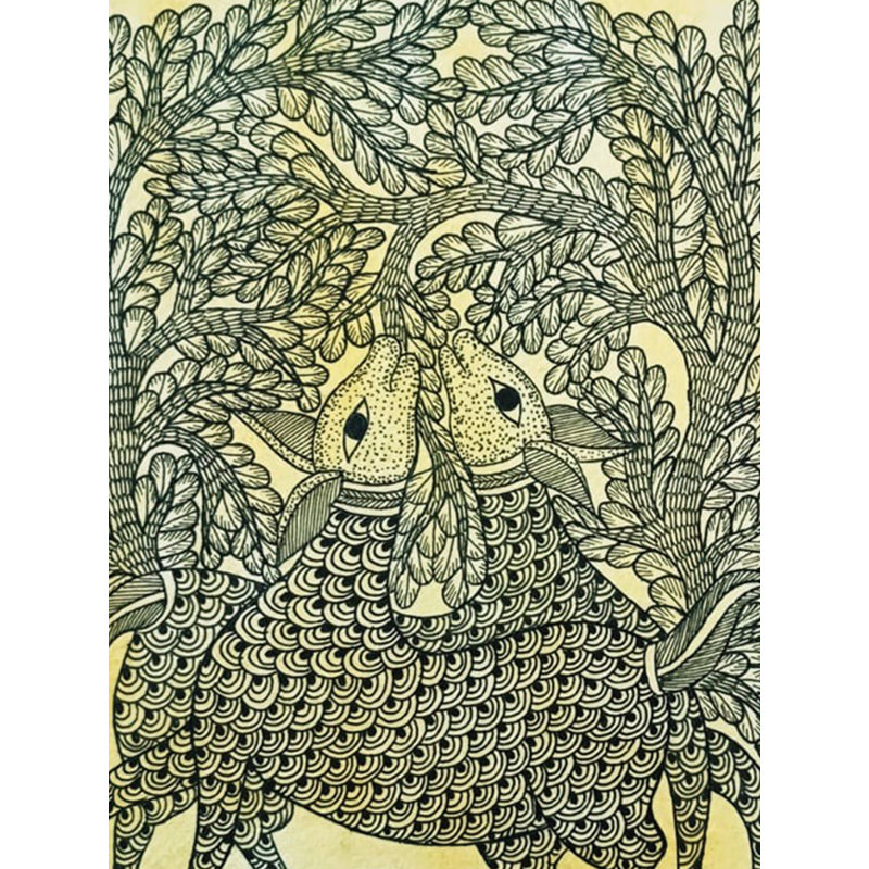 Magnifique ensemble de 2 aquarelles et fineliners sur papier par Ruchi - Paire d'art mural nature pour décor de salon