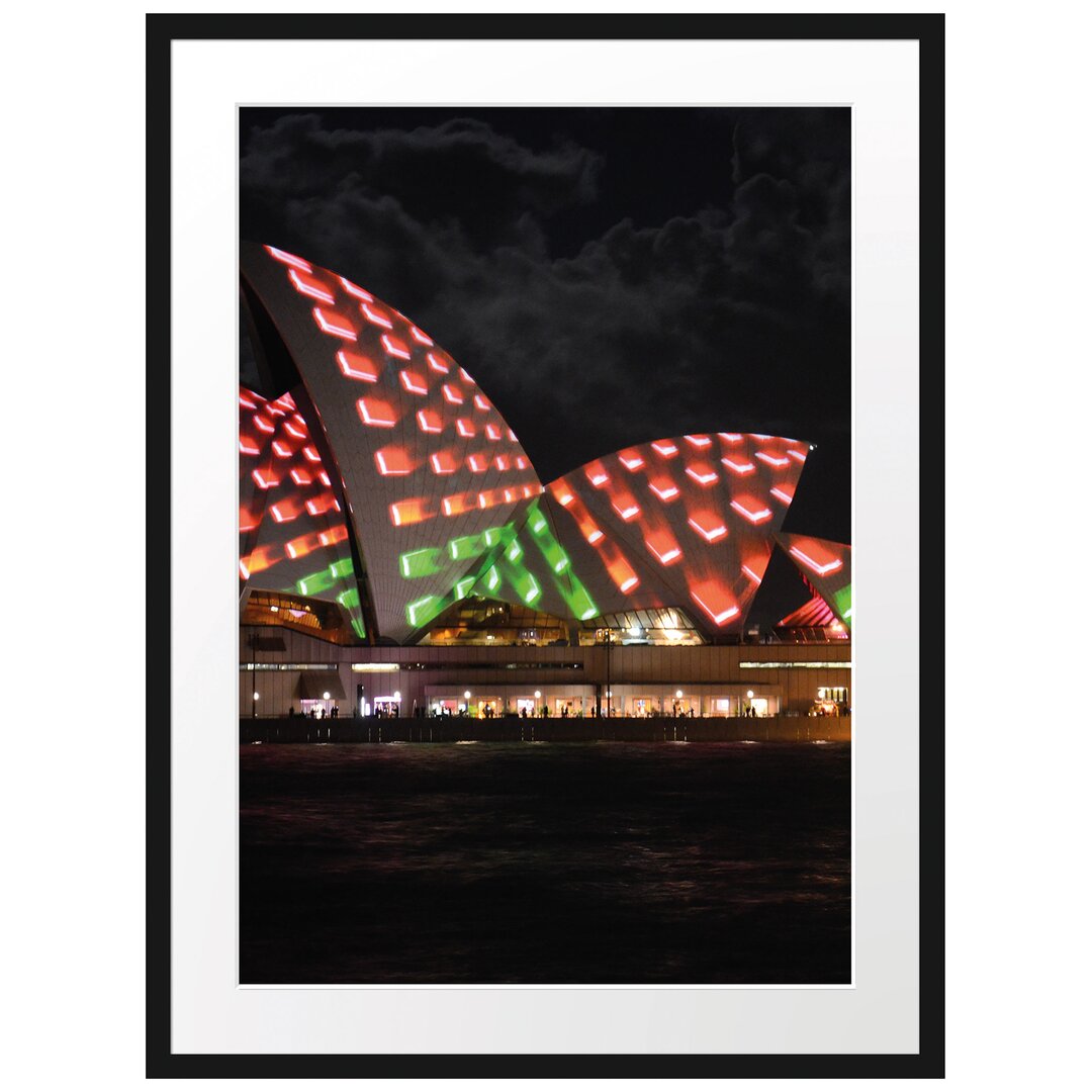 Gerahmtes Poster Sydney Opera House bei Nacht