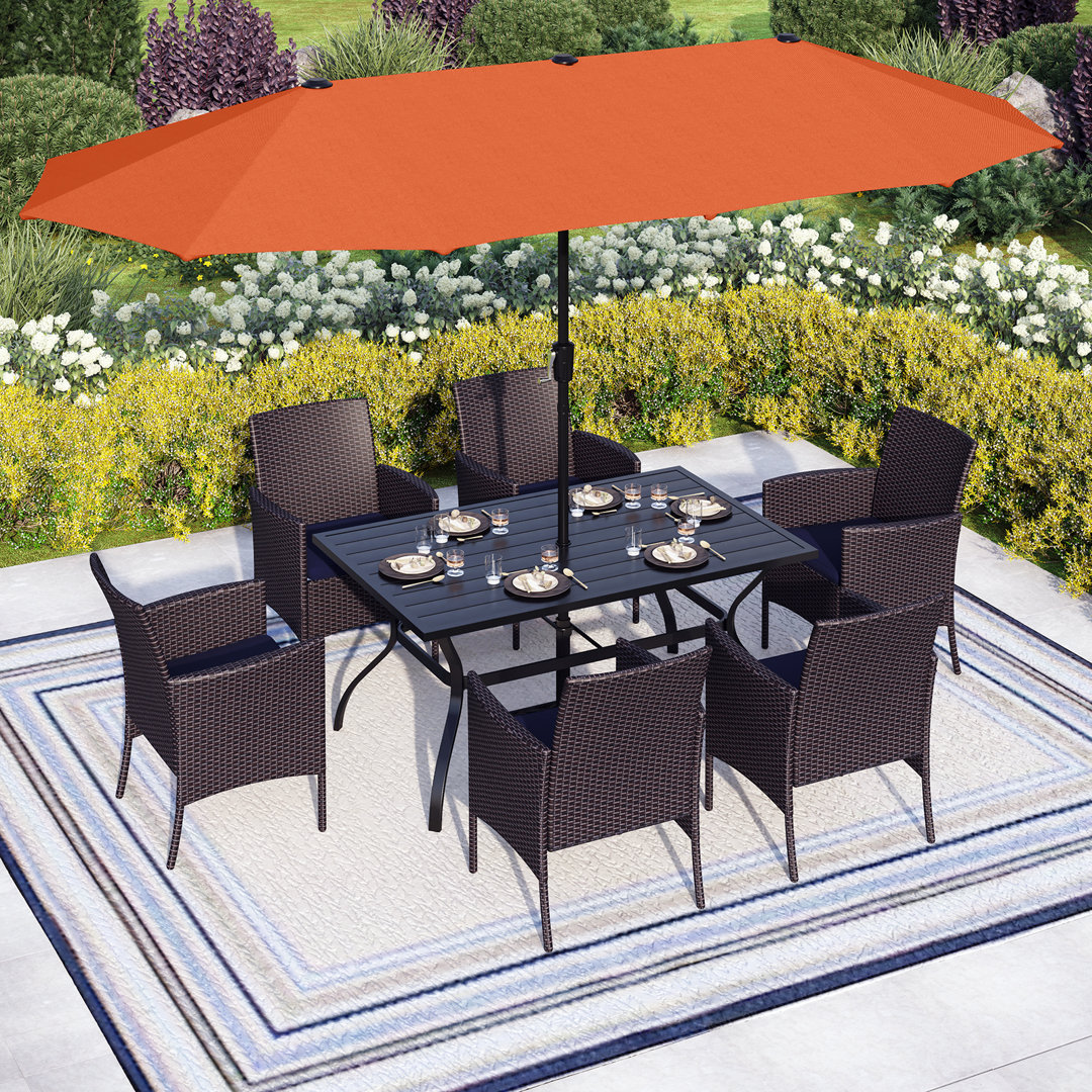 Rectangular 8 - Piece 6 - Person 152.4Cm L Table Set