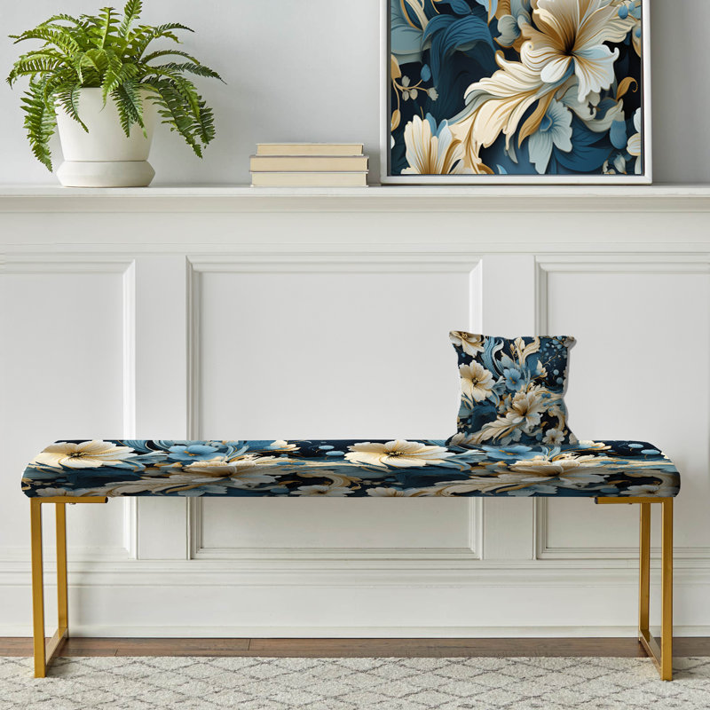 Banc floral rembourré or, Paisley Elegance Blue And Beige I