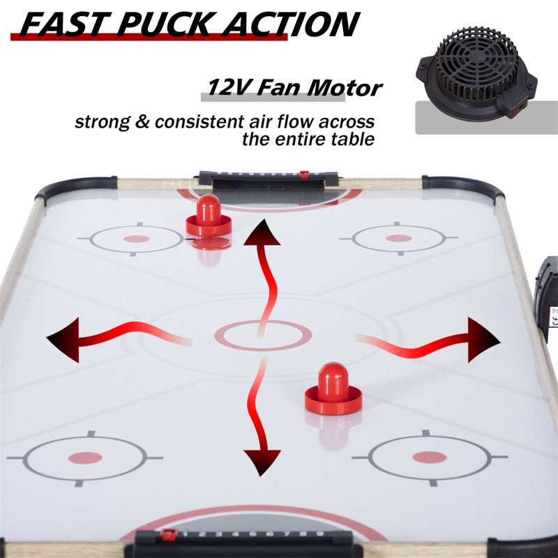 RayChee 58'' 2 -Player Air Hockey Table with Digital Scoreboard, 2 Pucks, 2 Pushers, Powerful Motor