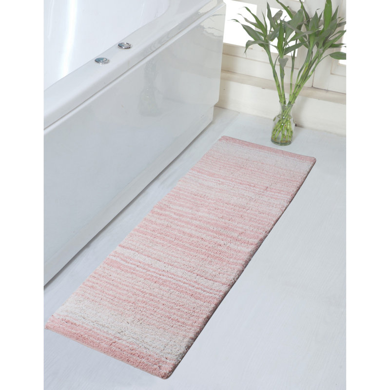 Tapis pour salle de bain 100% coton avec envers en latex, Simple - L 21 po x l 54 po, Rose