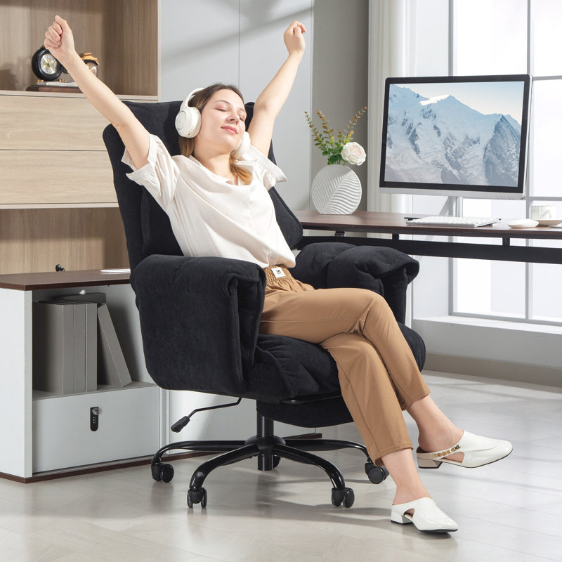 Chaise de bureau avec repose-pieds inclinable, noir