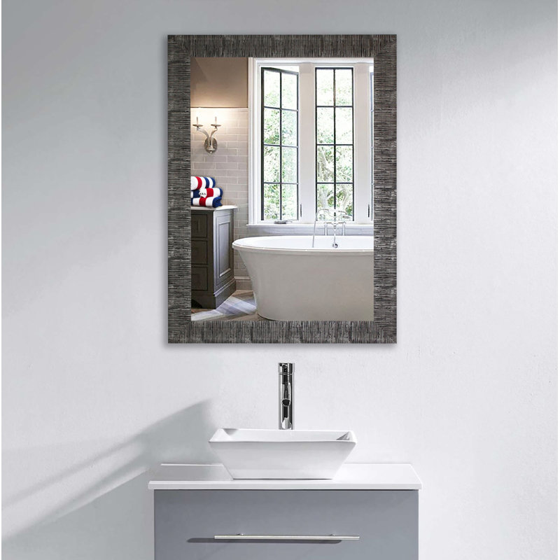 Wood Flat Wall Mirror, 46" H x 34" W