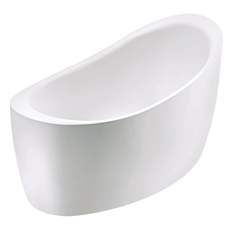 Kingston Brass Aqua Eden 52-Inch Acrylic Oval Single Slipper Freestanding Tub with Drain and Integrated Seat
