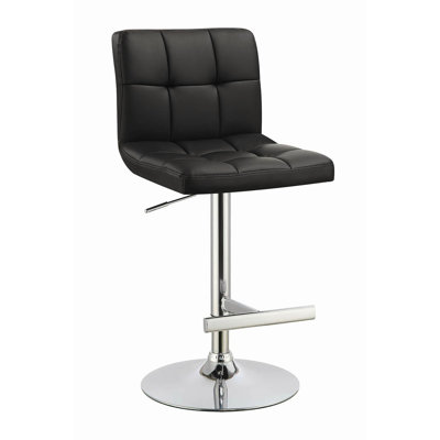 Black And Chrome Adjustable Bar Stool (Set Of 2)
