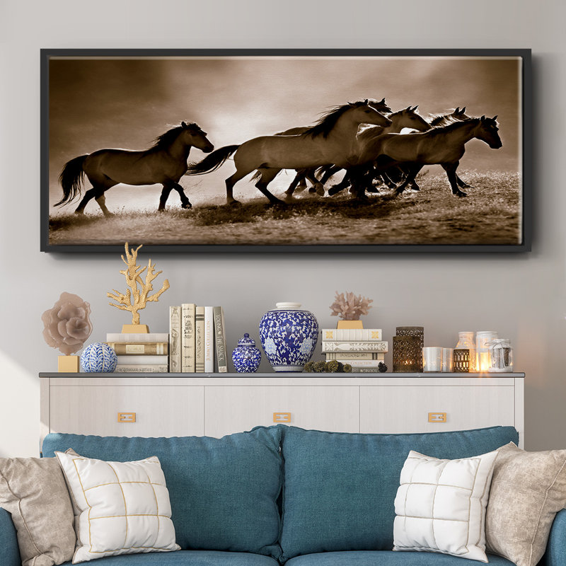 Wild Horses- Framed Canvas, 24" H x 60" W