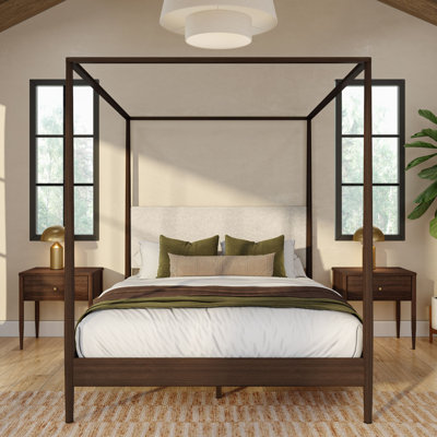 Jacelyn Canopy Bed with Upholstered Headboard,