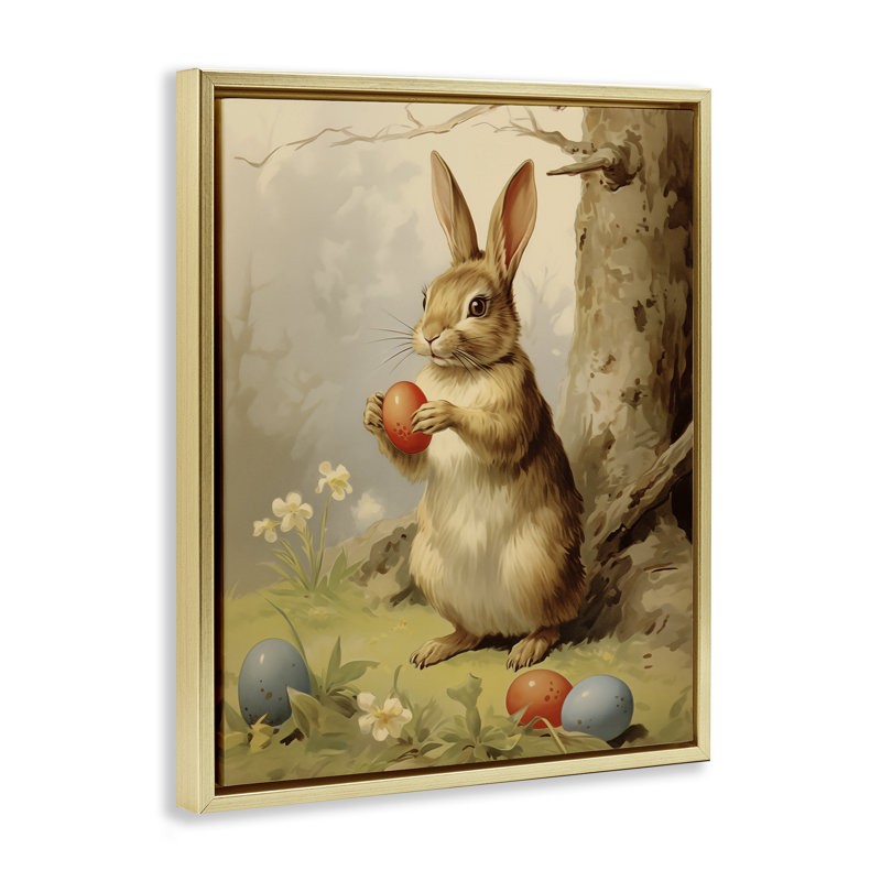 Lapin de Pâques dans la nature, art mural sur toile flottante, design par Arlington Prints, H 21 po x l 17 po
