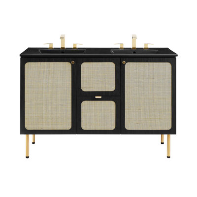 Modway Chaucer 48'' Double Bathroom Vanity with Wood Top