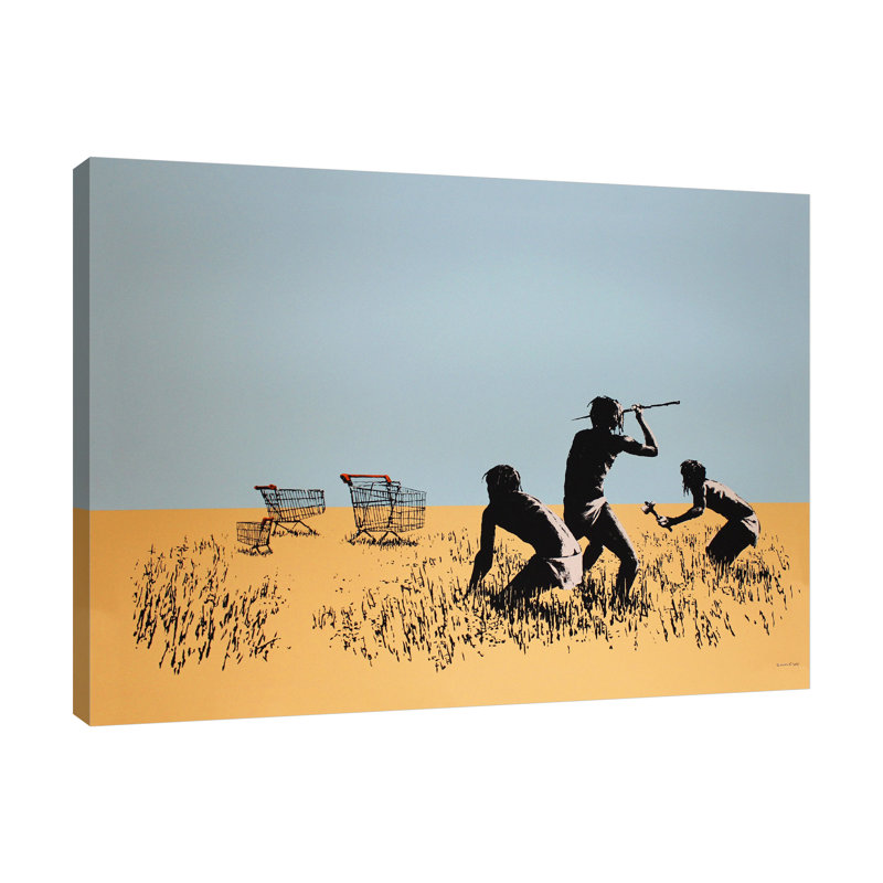 Trolley Hunters by Banksy - Wrapped Canvas Print, 30 cm H x 41 cm W x 3 cm D