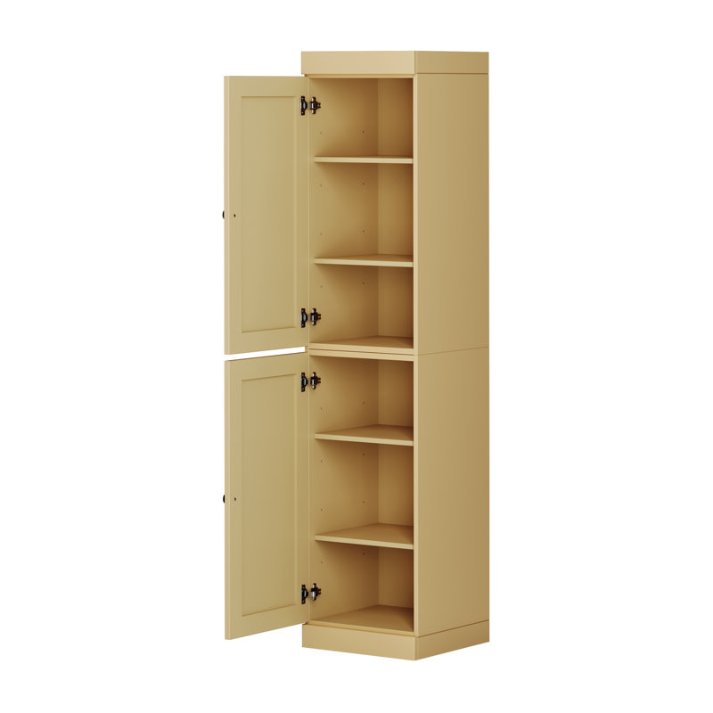Garde-manger Palace 100% bois massif 16,5 po avec portes Shaker et tablettes réglables Palace Imports, Jaune clair