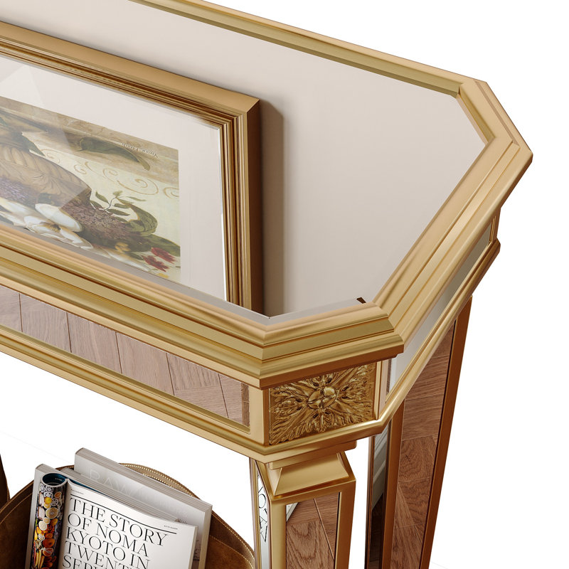 Miroir console rétro vintage grain de bois processus magnifique et noble pour le vestibule, la table de canapé, le salon