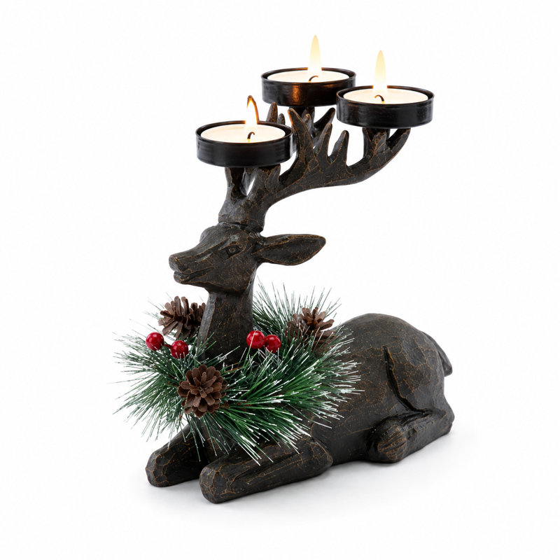 Ensemble de 2 porte-bougies Woodland Deer